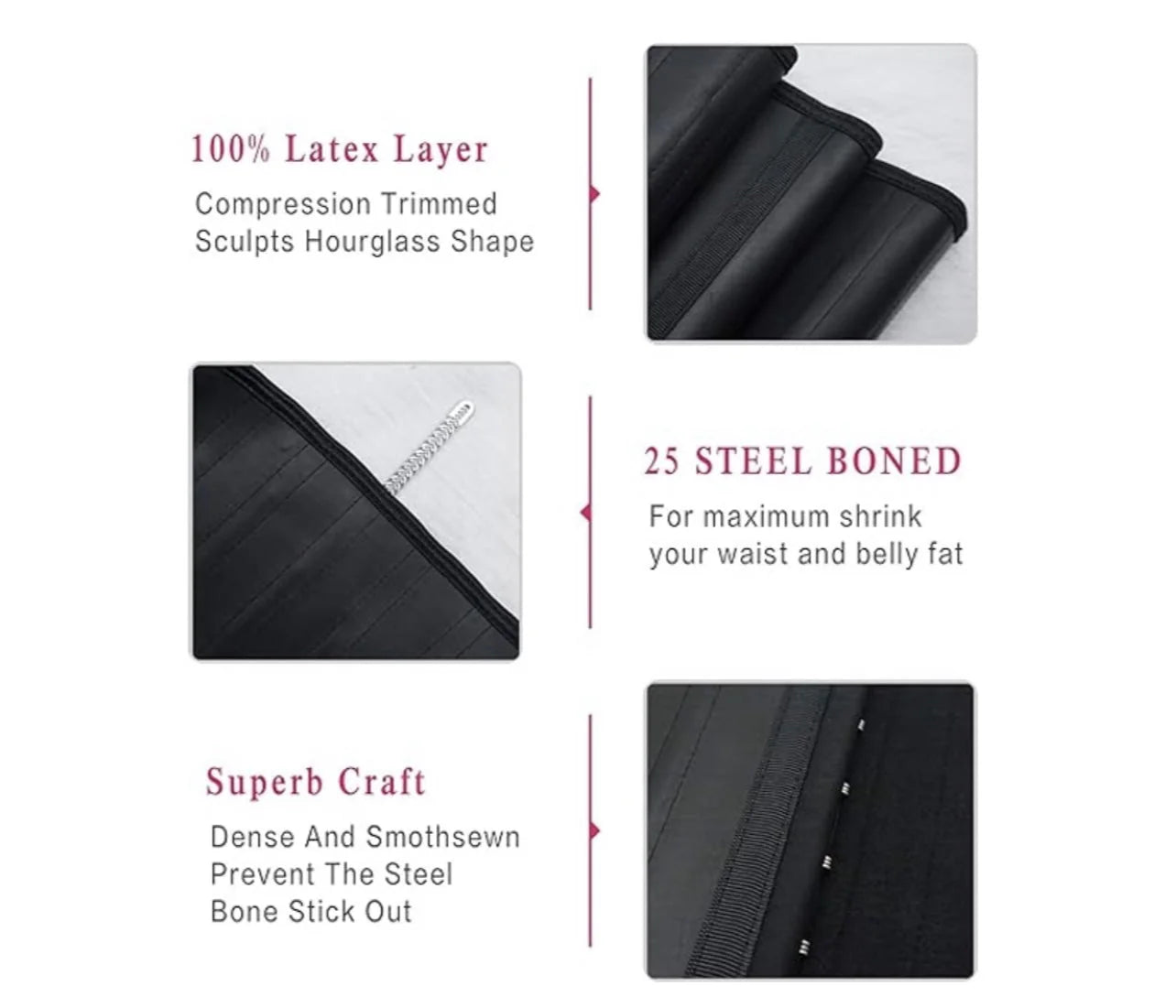 25 Steel bone latex waist trainer belly slimming