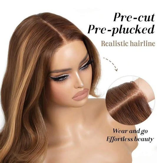 28” Body Wave Lace Front Wig human blend wig