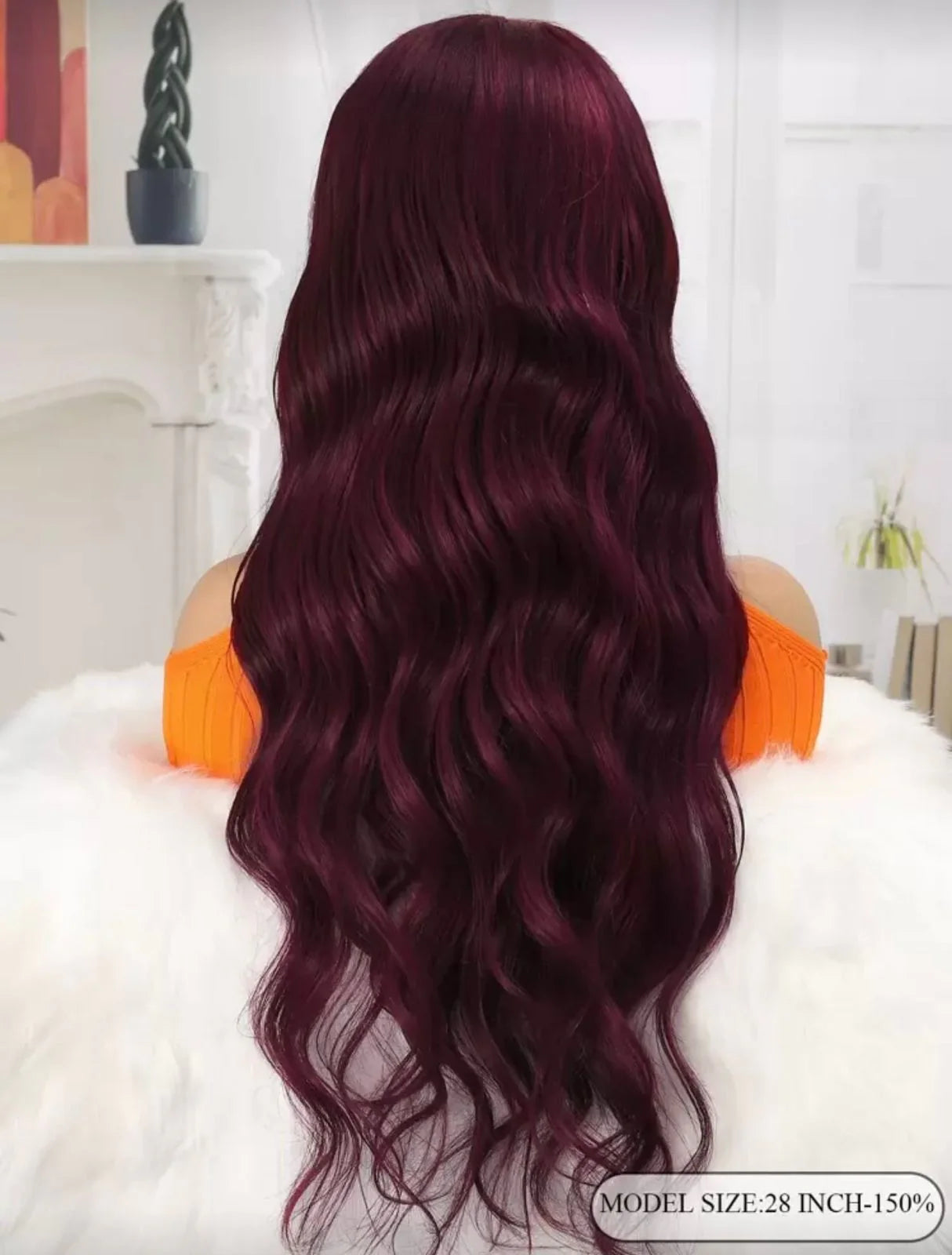 26” Burgundy Lace Front Wig - Human blend
