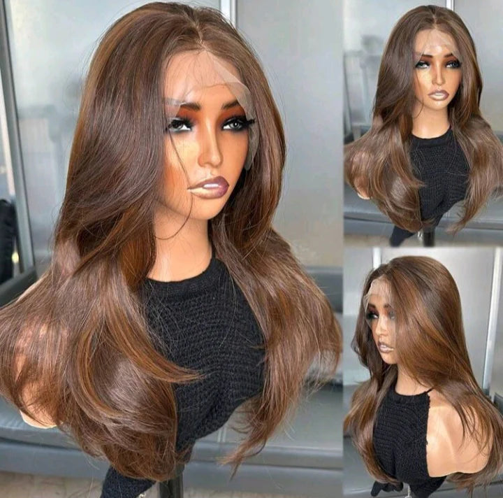 18” Brown Lace Front human blend Wig