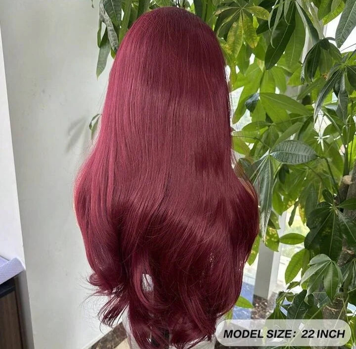 22” Burgundy Lace Front Wig(human blend)