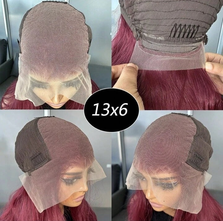 22” Burgundy Lace Front Wig(human blend)