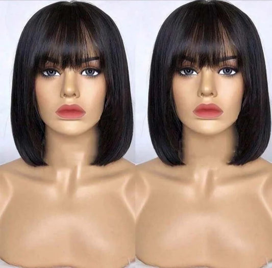 10” Short Bob Straight Human Hair Wig