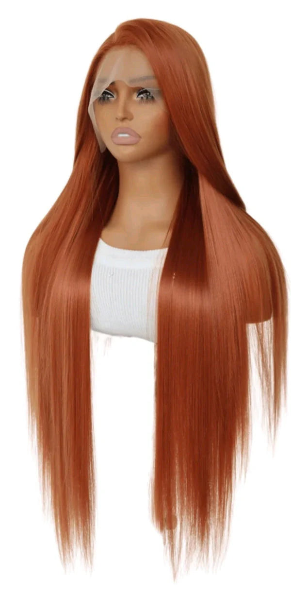 32” Dark Orange Long Lace Front Wig
