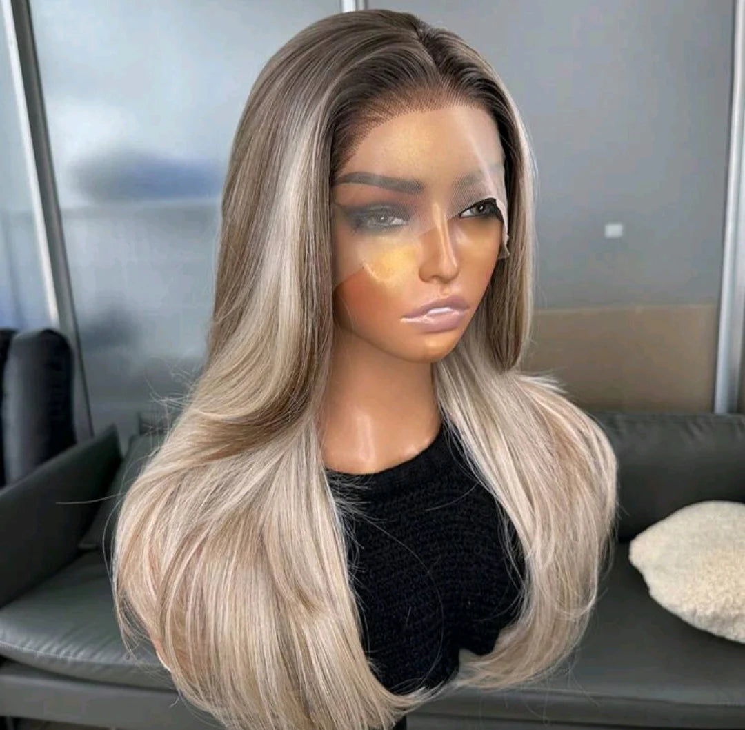 18” Blonde Ombre Lace Front Wig(human blend)