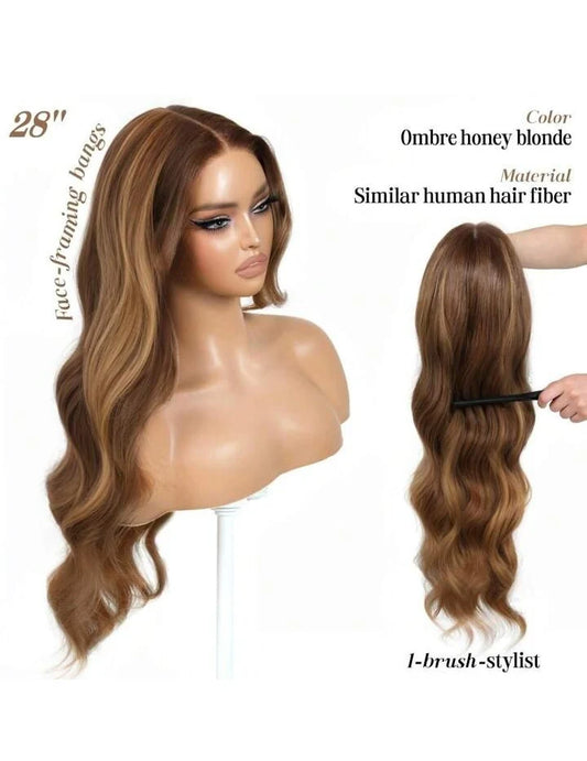 28” Body Wave Lace Front Wig human blend wig