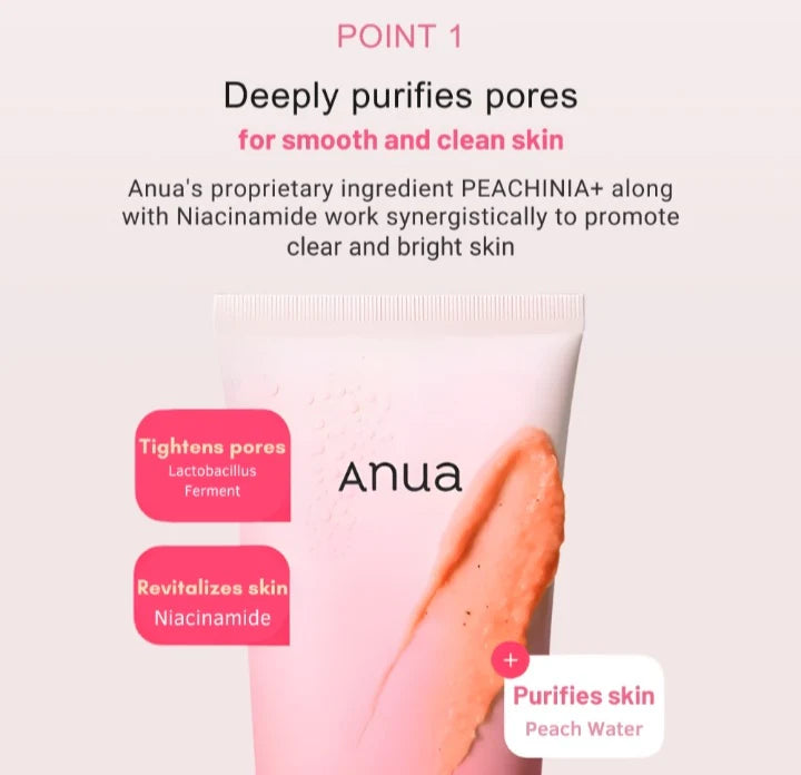 Anua Peach Niacin Spread Cleansing Foam Brightening & Hydrating Cleanser