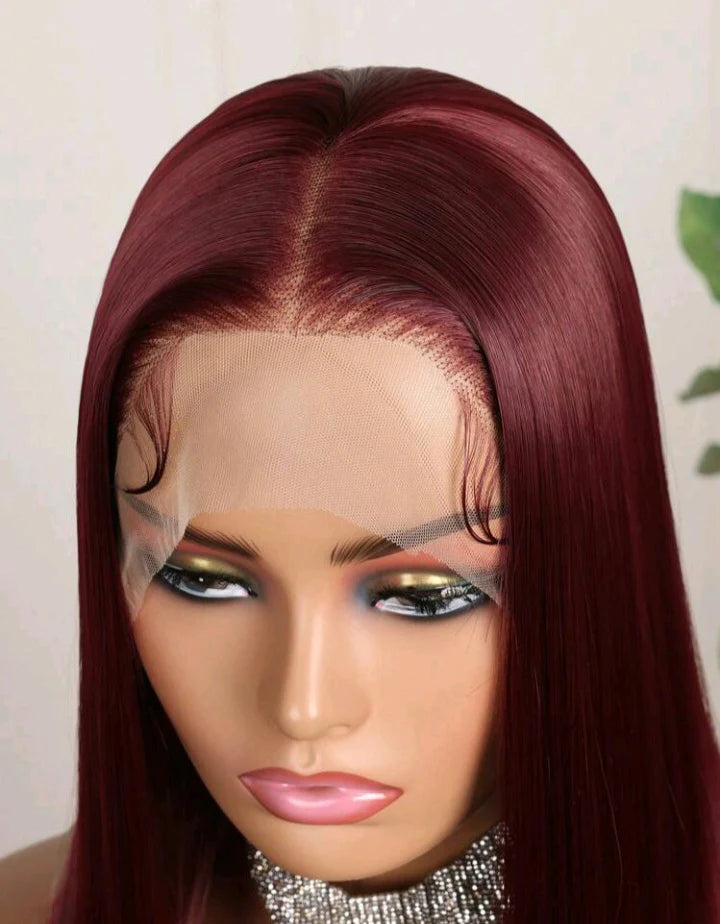 16” Burgundy Lace Front Wig(human blend)