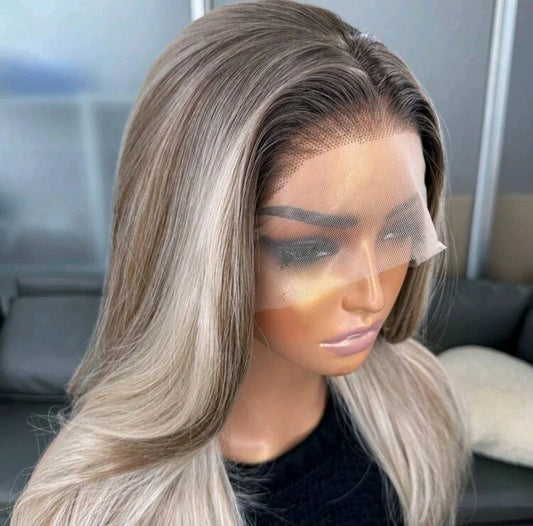 18” Blonde Ombre Lace Front Wig(human blend)