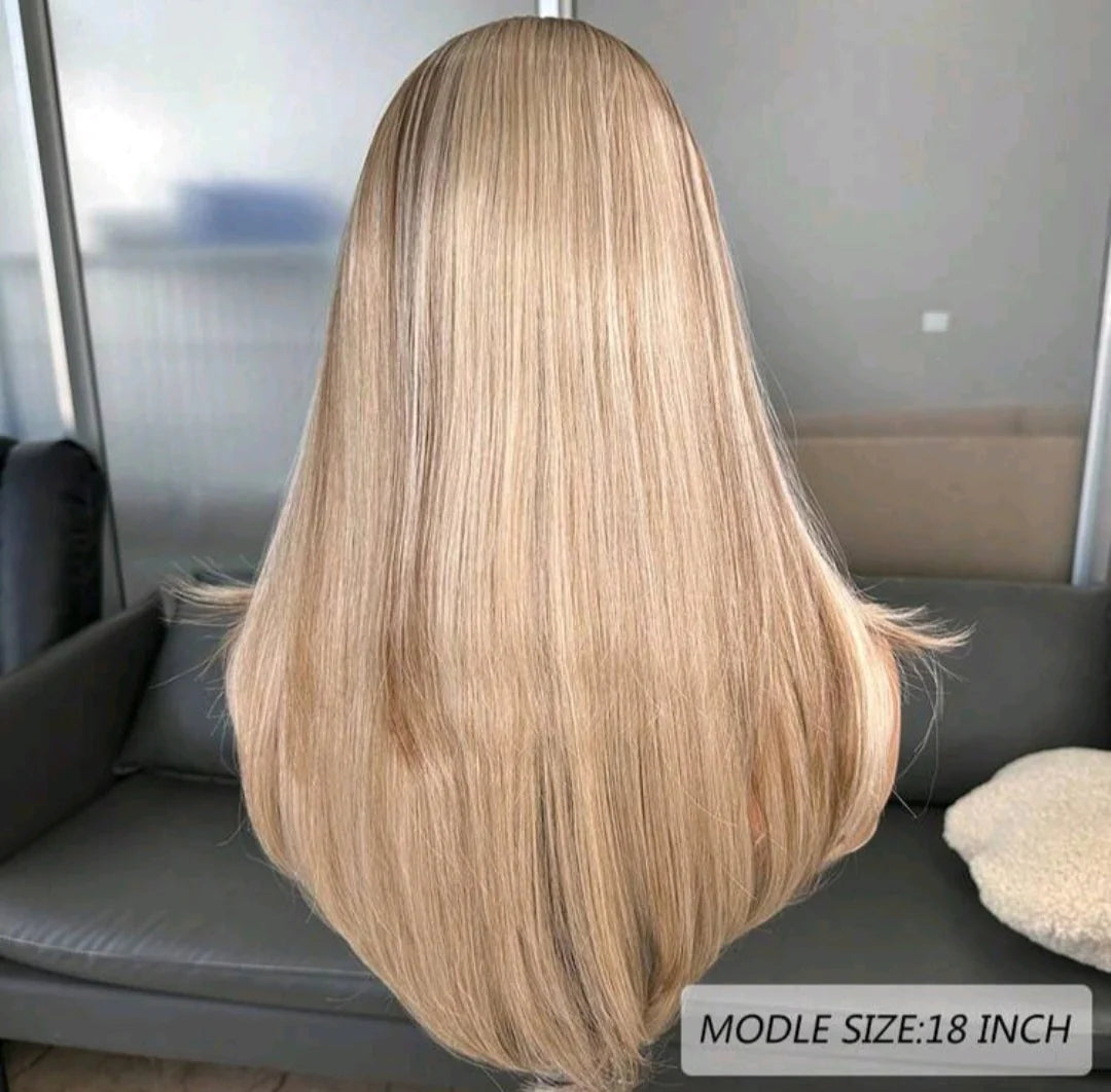 24” Blonde Lace Front Wigs human blend
