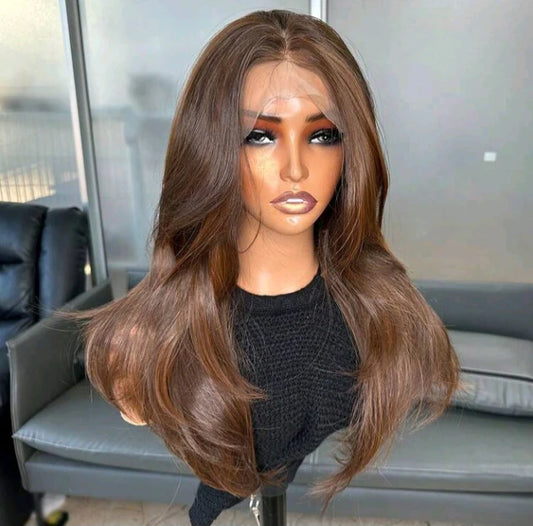 18” Brown Lace Front human blend Wig