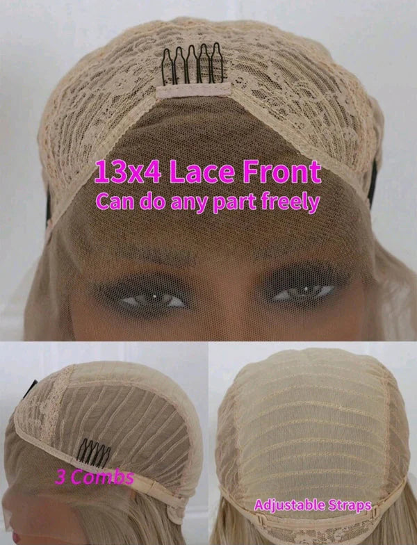 24” Blonde Lace Front Wigs human blend