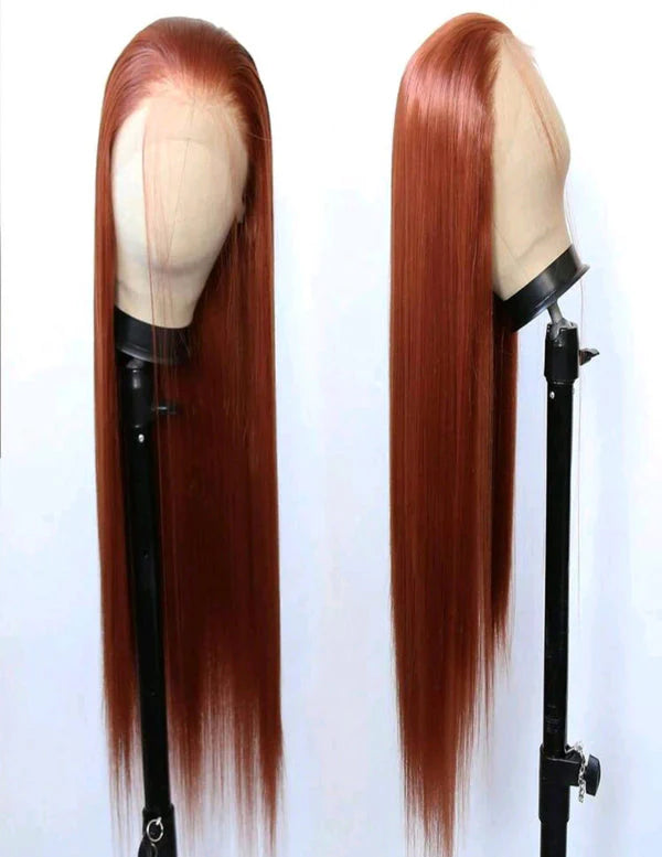 32” Dark Orange Long Lace Front Wig